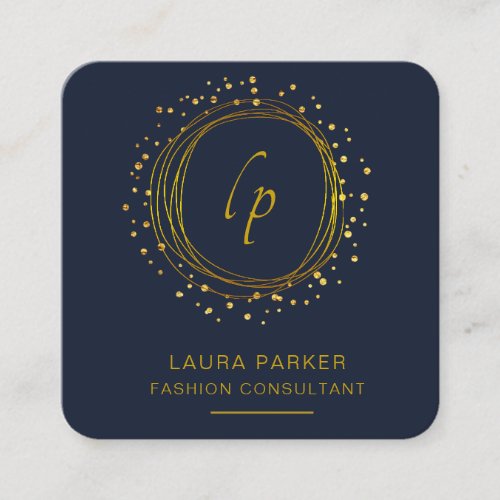 Abstract Gold Modern Minimal Faux Confetti Square Business Card