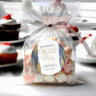 Abstract Gold Navy Blue Bridal Shower thank you Classic Round Sticker