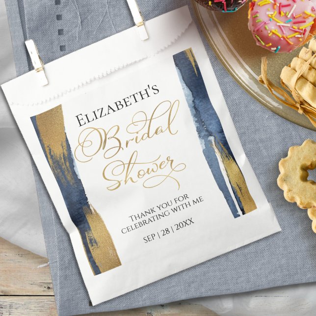 Abstract Gold Navy Blue Bridal Shower Thank You  Favor Bag (Creator Uploaded)