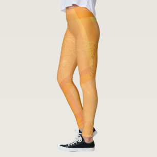 Abstract Gold Orange Floral Leggings