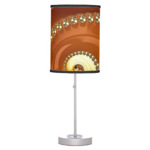 Abstract Gold Orange Gradient Spiral Fractal Table Lamp