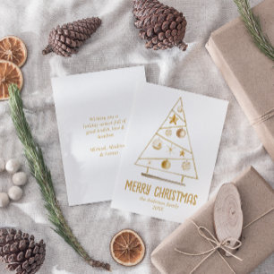 Abstract Gold Ornaments Tree Merry Christmas Holiday Card