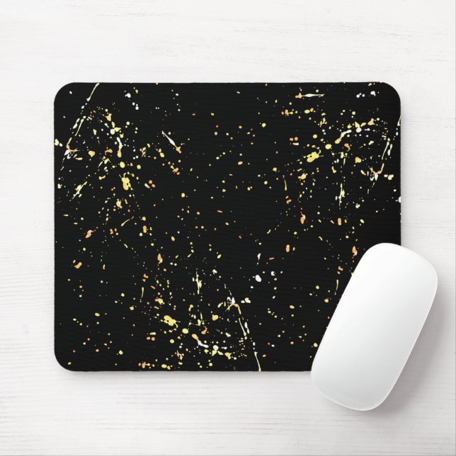 Abstract Gold Paint Splatter Design Mouse Pad (With Mouse)