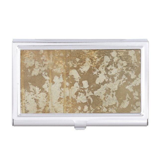 Abstract Gold Painting with Silver Speckles Business Card Holder (Front)