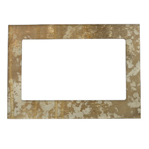 Abstract Gold Painting with Silver Speckles Magnetic Frame
