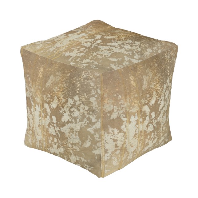 Abstract Gold Painting with Silver Speckles Pouf (Angled Front)