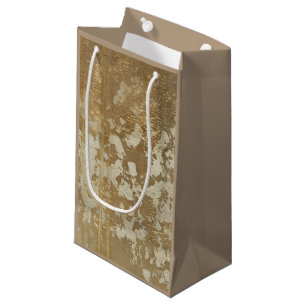 Abstract Gold Painting with Silver Speckles Small Gift Bag