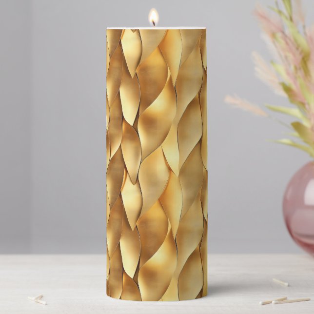 Abstract Gold Pattern Pillar Candle (In Situ)
