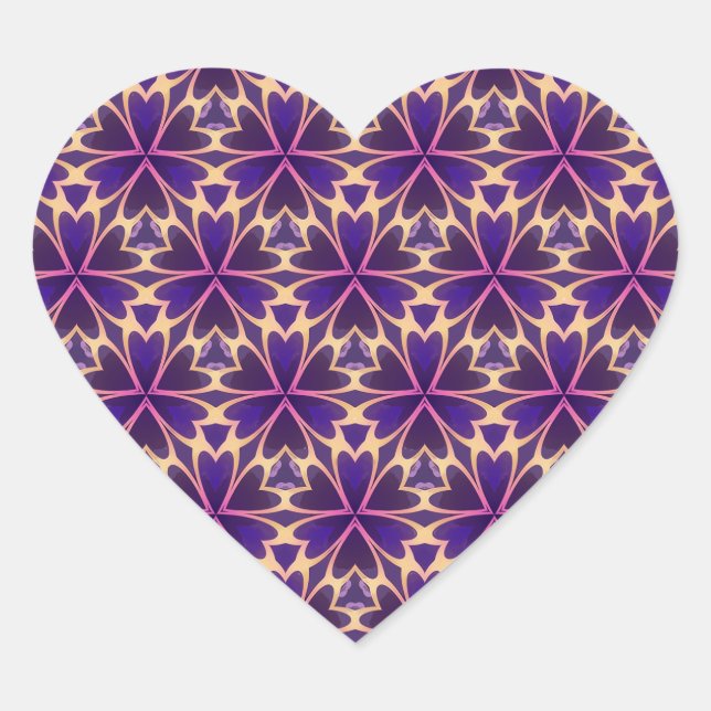 Abstract Gold Pink Flowers Heart Sticker (Front)