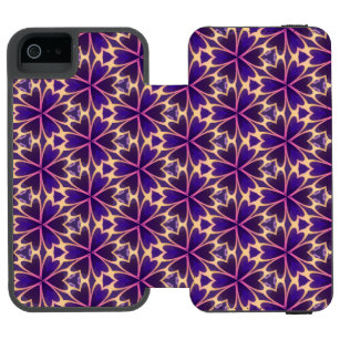 Abstract Gold Pink Flowers Wallet Case For iPhone SE/5/5s