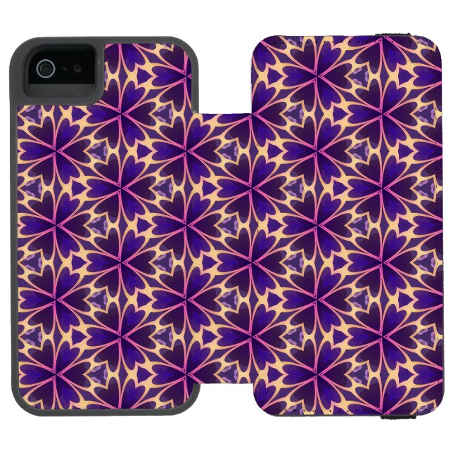 Abstract Gold Pink Flowers Incipio iPhone Wallet Case (Folio Open)
