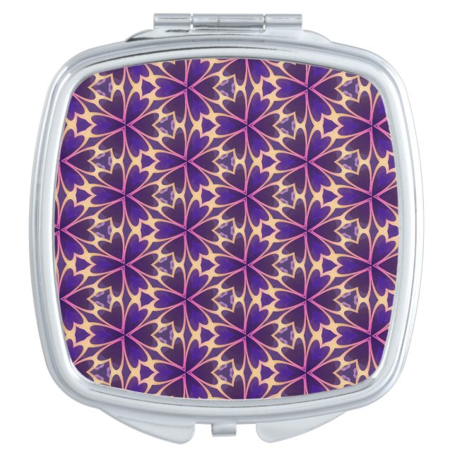 Abstract Gold Pink Flowers Mirror For Makeup (Front)