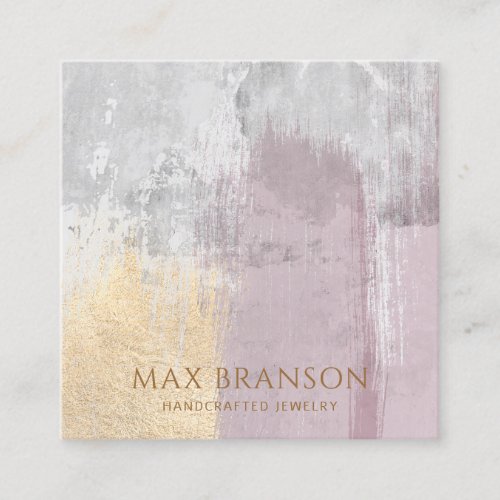 Abstract Gold Pink Jewelry Designer  Square Business Card