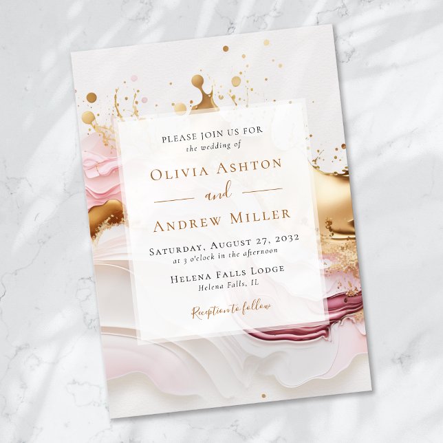 Abstract Gold Pink Unique Wedding Invitation (Creator Uploaded)