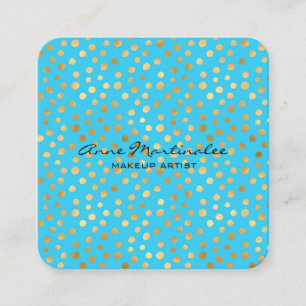 Abstract Gold Polka Dots on Blue Square Business Card