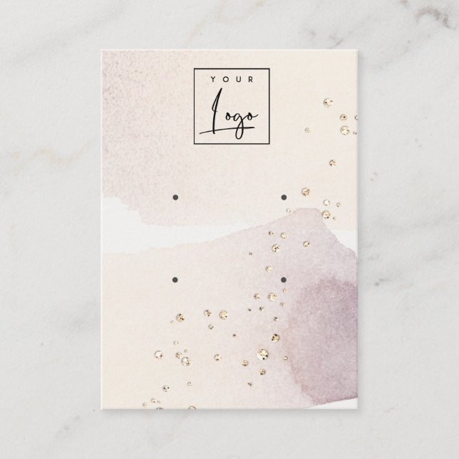 Abstract Gold Purple Logo 2 Earring Stud Display Business Card (Front)