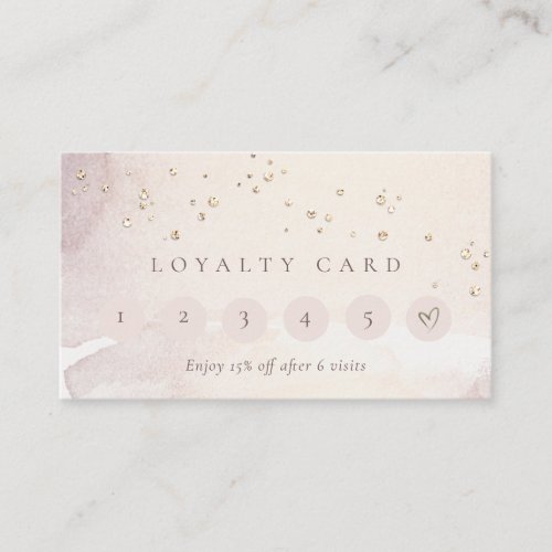 Abstract Gold Purple Logo Glitter 6 Punch Loyalty Business Card
