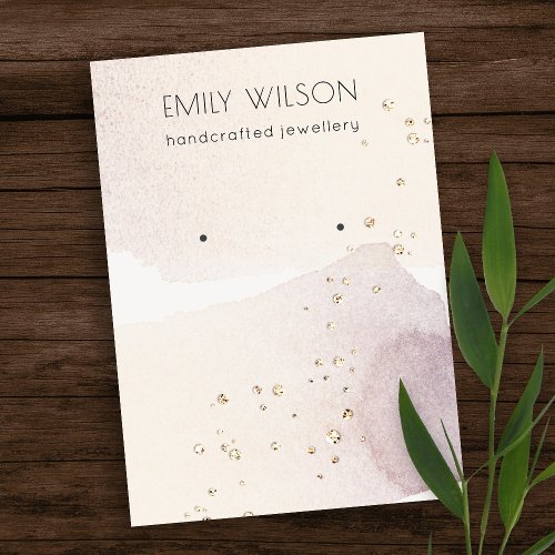 Abstract Gold Purple Watercolor Earring Display Business Card