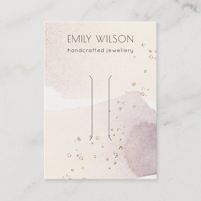 Abstract Gold Purple Watercolor Hair Clip Display Business Card (Front)