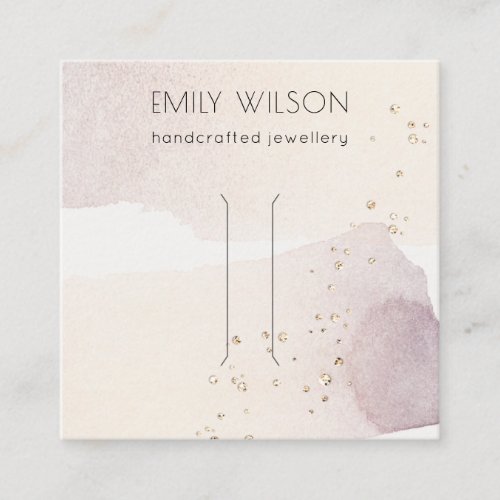 Abstract Gold Purple Watercolor Hair Clip Display Square Business Card