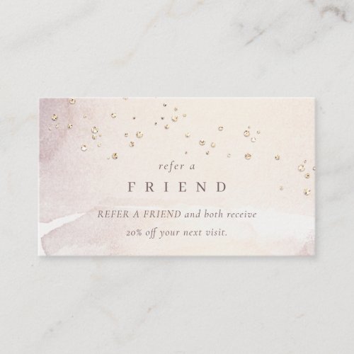 Abstract Gold Purple Watercolor Refer a Friend Business Card