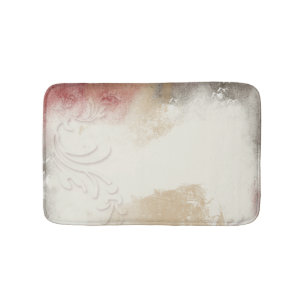 Abstract Gold Red Gray Swirl Art Bath Mat