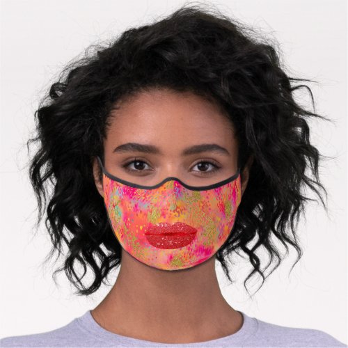 Abstract Gold Red Lips Floral Custom Premium Face Mask