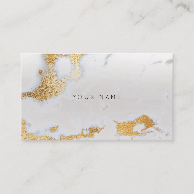 Abstract Gold Silver Gray Marble Metallic Stylist Business Card (Front)