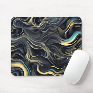 Abstract Gold Smoke Design On Black Mouse Pad