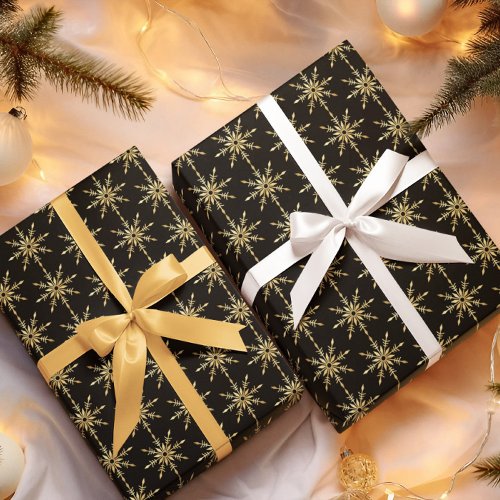 Abstract Gold Snowflake Pattern Wrapping Paper