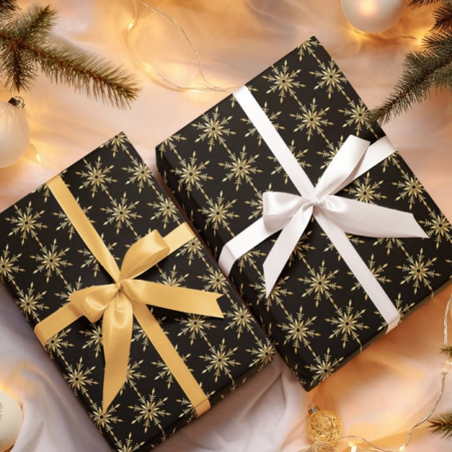 Abstract Gold Snowflake Pattern Wrapping Paper (Creator Uploaded)