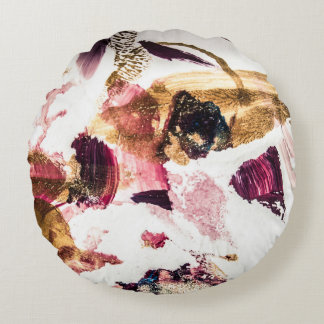 Abstract Gold Sparkles Creative Art Round Pillow