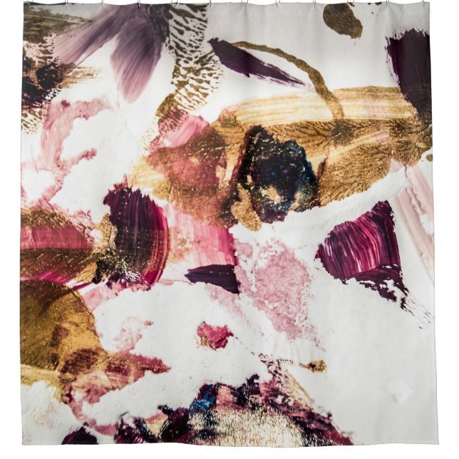 Abstract Gold Sparkles Creative Art Shower Curtain (Front)