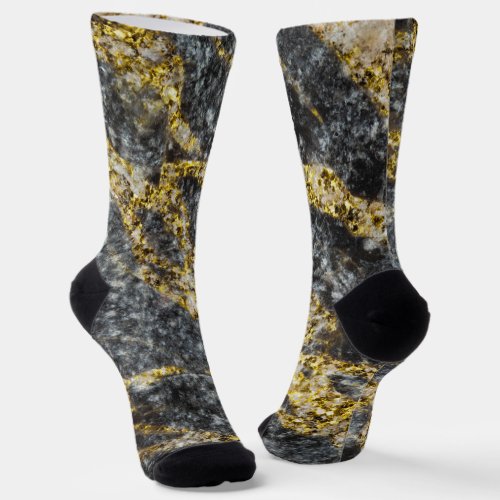 Abstract gold sparkles rocky texture socks