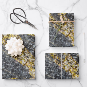 Abstract gold sparkles rocky texture wrapping paper sheets