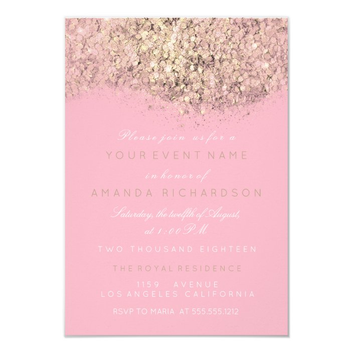 Abstract Gold Sparkly Glitter Whit Pink Glam Event Invitation | Zazzle.com