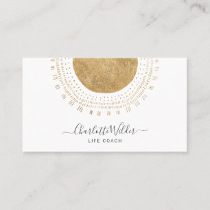 Abstract Gold Sun Life Coach Business Card