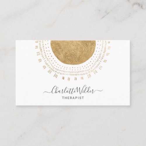 Abstract Gold Sun Therapist Counselor Business Card