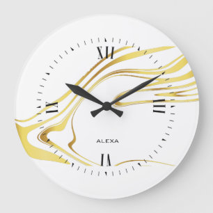Abstract gold swirls design large clock