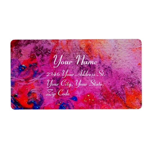 ABSTRACT GOLD SWIRLS  red pink purple Label