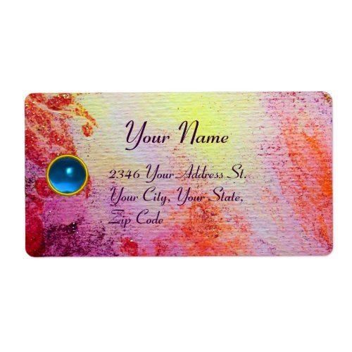 ABSTRACT GOLD SWIRLS  red pink purple sapphire Label