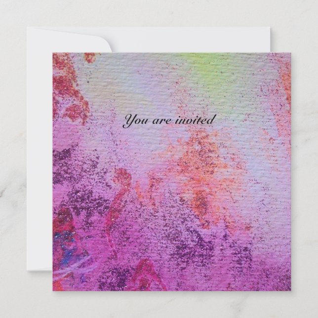 ABSTRACT GOLD SWIRLS silver ,purple red yellow Invitation (Front)