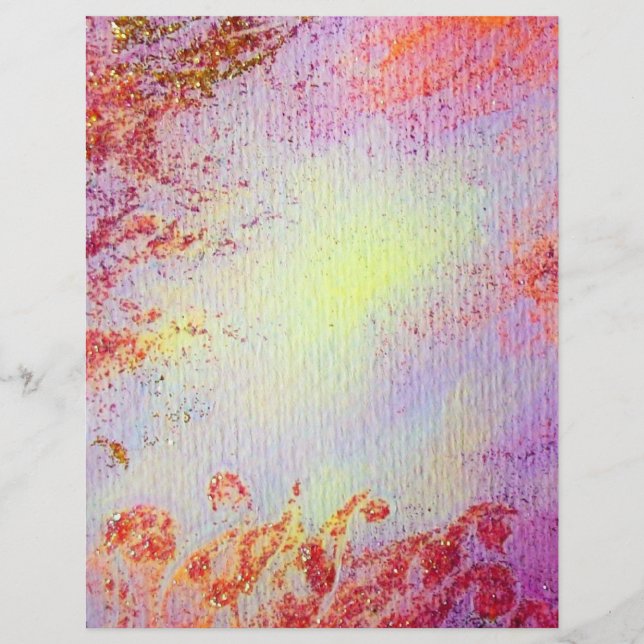 ABSTRACT GOLD SWIRLS , soft yellow pink purple (Front)