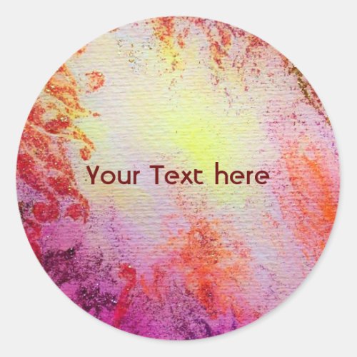 ABSTRACT GOLD SWIRLS  soft yellow pink purple Classic Round Sticker