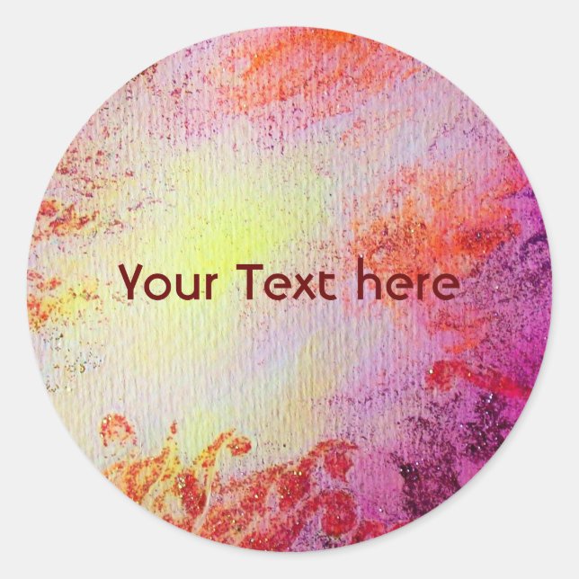 ABSTRACT GOLD SWIRLS , soft yellow pink purple Classic Round Sticker (Front)