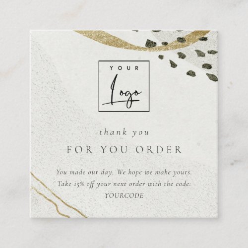 Abstract Gold Thank You For Order Discount Logo Square Business Card