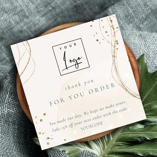 Abstract Gold Thank You For Order Discount Logo Square Business Card