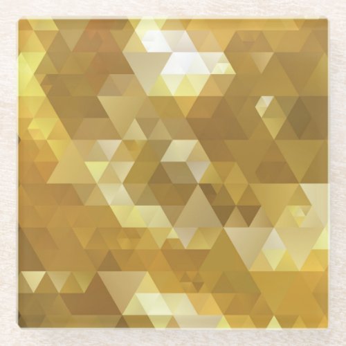 Abstract Gold Triangle Texture Glass Coaster