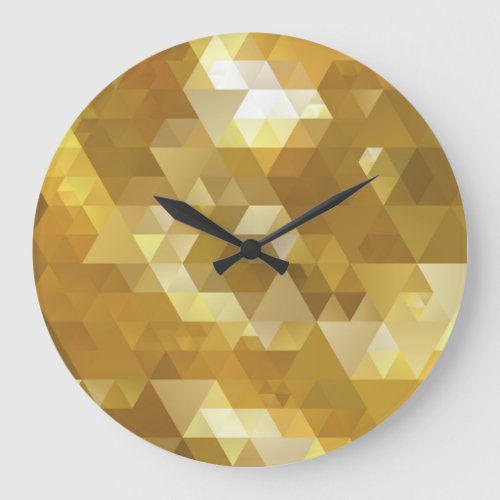 Abstract Gold Triangle Texture Large Clock
