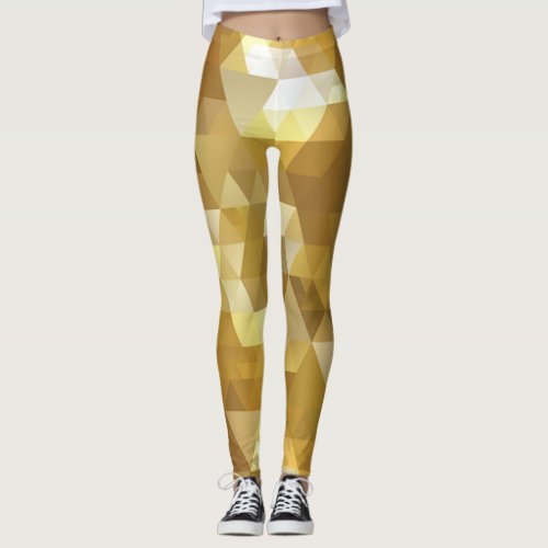 Abstract Gold Triangle Texture Leggings